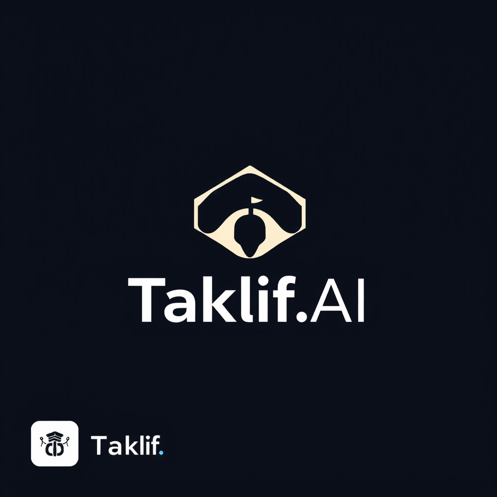 AI Design for Design a modern, tech-inspired logo for a startup called 'Taklif.AI.' The word 'Taklif' is Arabic for 'assignment.' Use clean lines, minimalist shapes, and a professional color scheme that reflects innovation, education, and technology.