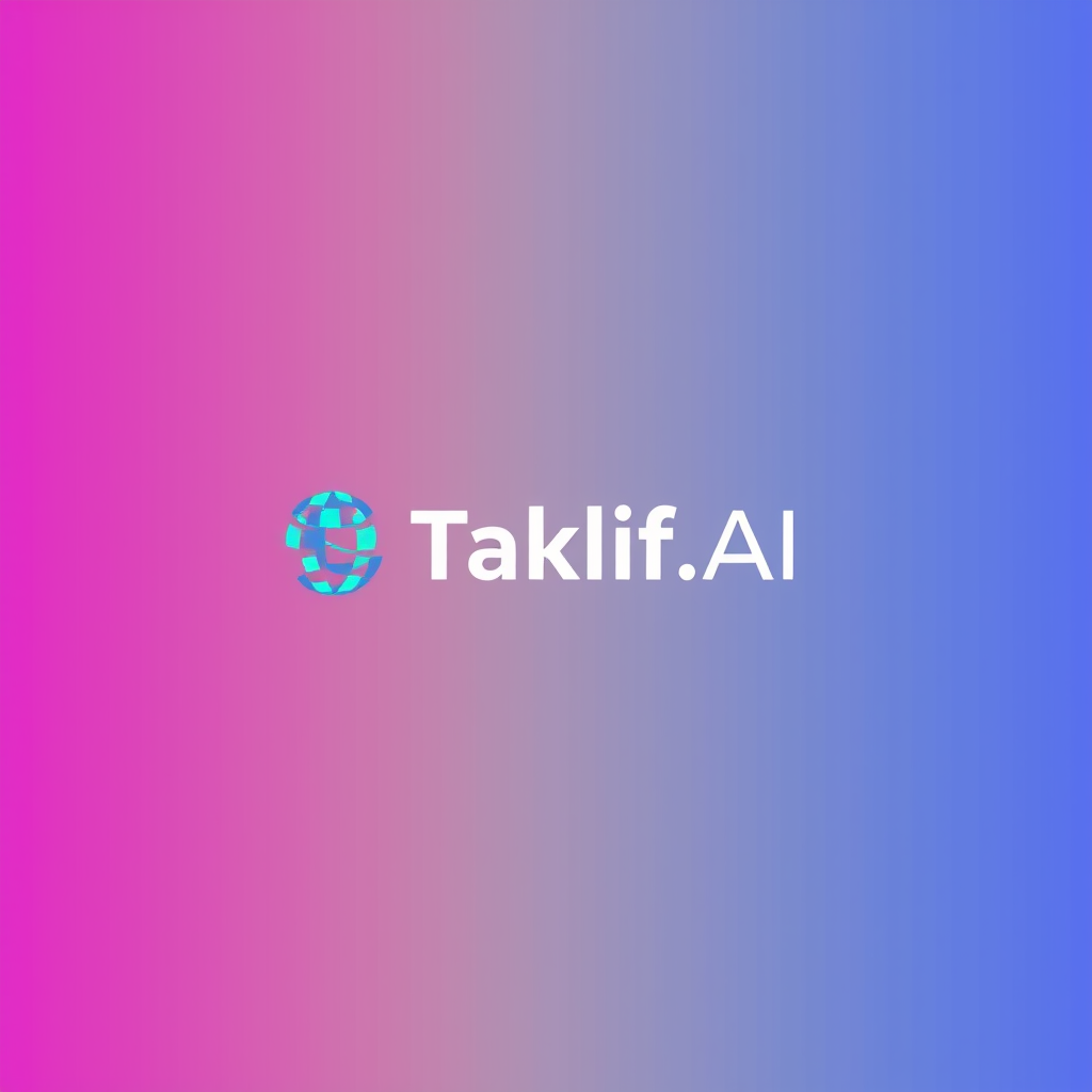 AI Design for Design a modern, tech-inspired logo for a startup called 'Taklif.AI.' The word 'Taklif' is Arabic for 'assignment.' Use clean lines, minimalist shapes, and a professional color scheme that reflects innovation, education, and technology.