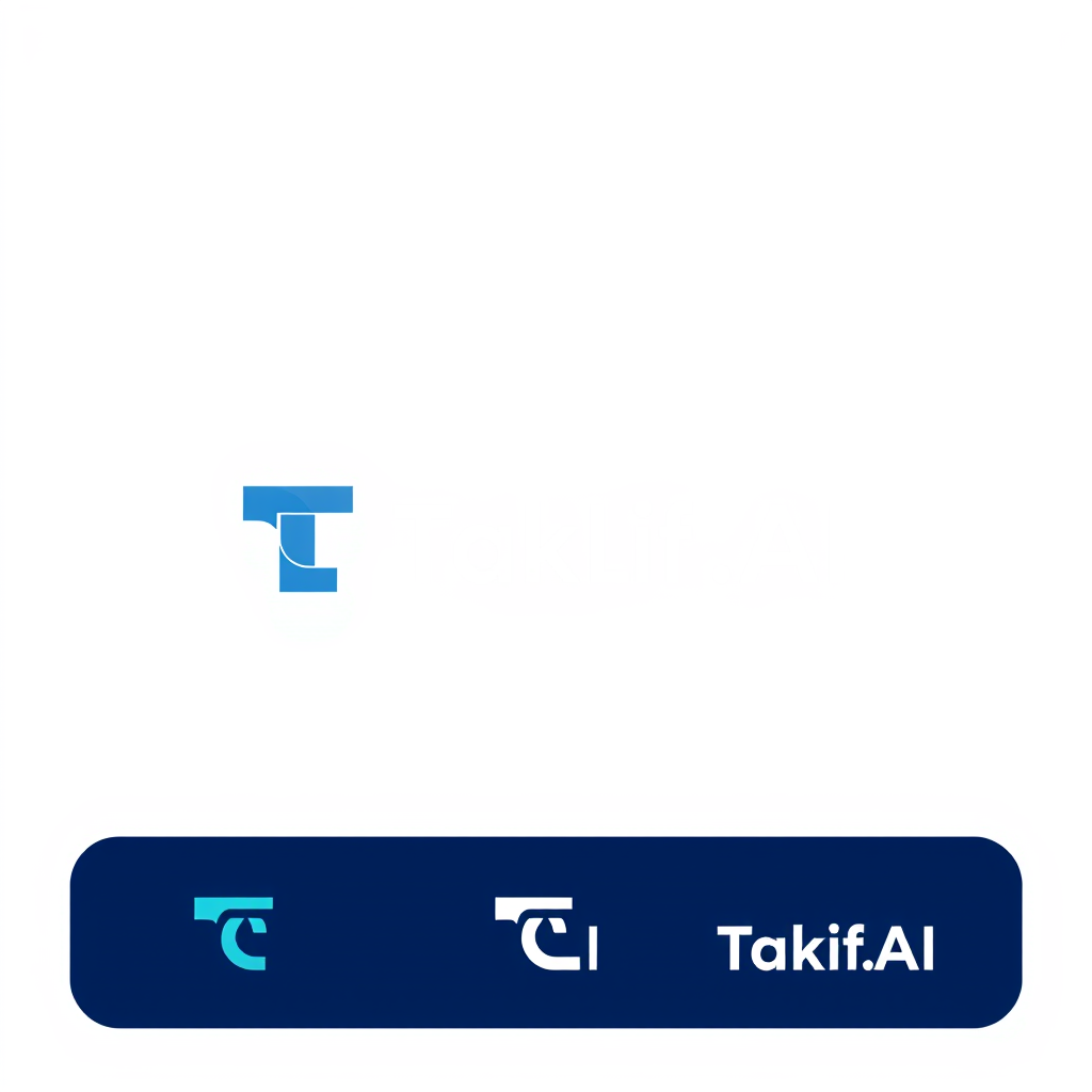 AI Design for Design a modern, tech-inspired logo for a startup called 'Taklif.AI.' The word 'Taklif' is Arabic for 'assignment.' Use clean lines, minimalist shapes, and a professional color scheme that reflects innovation, education, and technology.