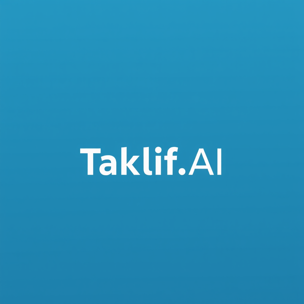 AI Design for Design a modern, tech-inspired logo for a startup called 'Taklif.AI.' The word 'Taklif' is Arabic for 'assignment.' Use clean lines, minimalist shapes, and a professional color scheme that reflects innovation, education, and technology.