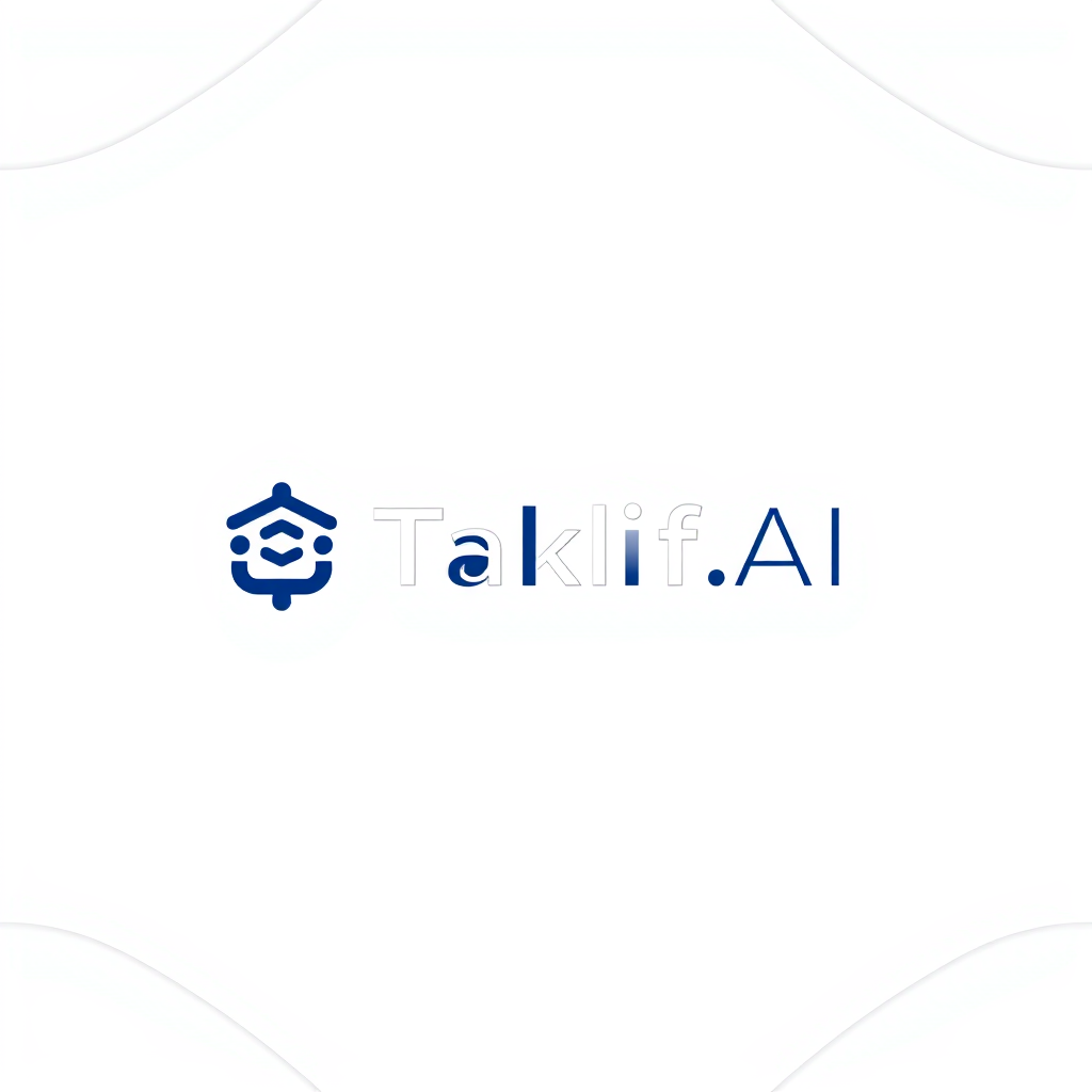 AI Design for Design a modern, tech-inspired logo for a startup called 'Taklif.AI.' The word 'Taklif' is Arabic for 'assignment.' Use clean lines, minimalist shapes, and a professional color scheme that reflects innovation, education, and technology.