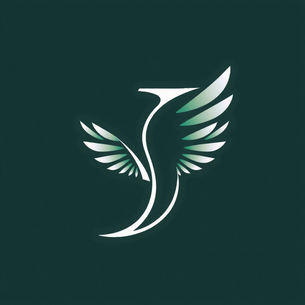 AI Design for "J" letter with the shape of an owl's wing
