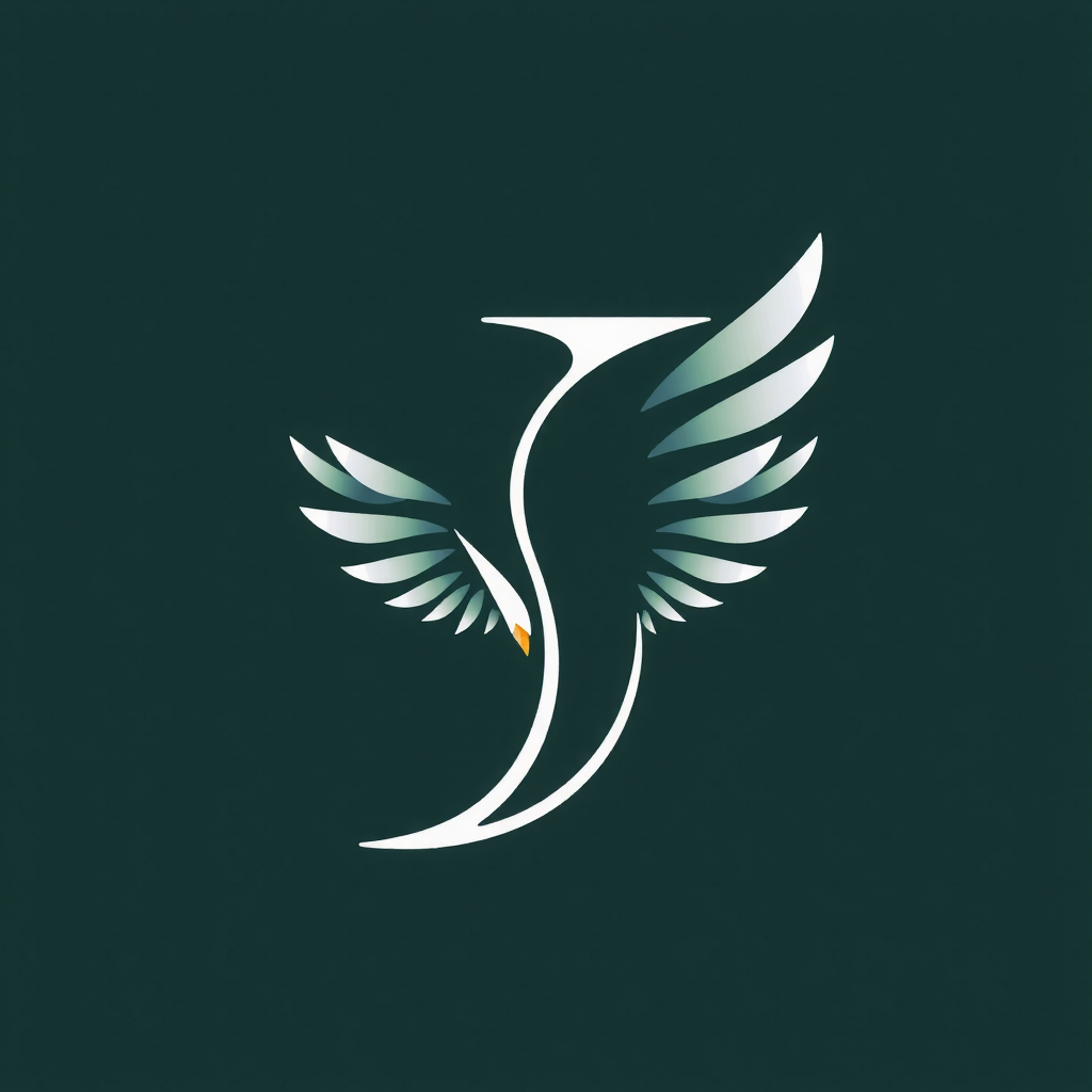 AI Design for "J" letter with the shape of an owl's wing