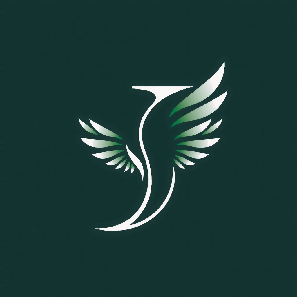 AI Design for "J" letter with the shape of an owl's wing