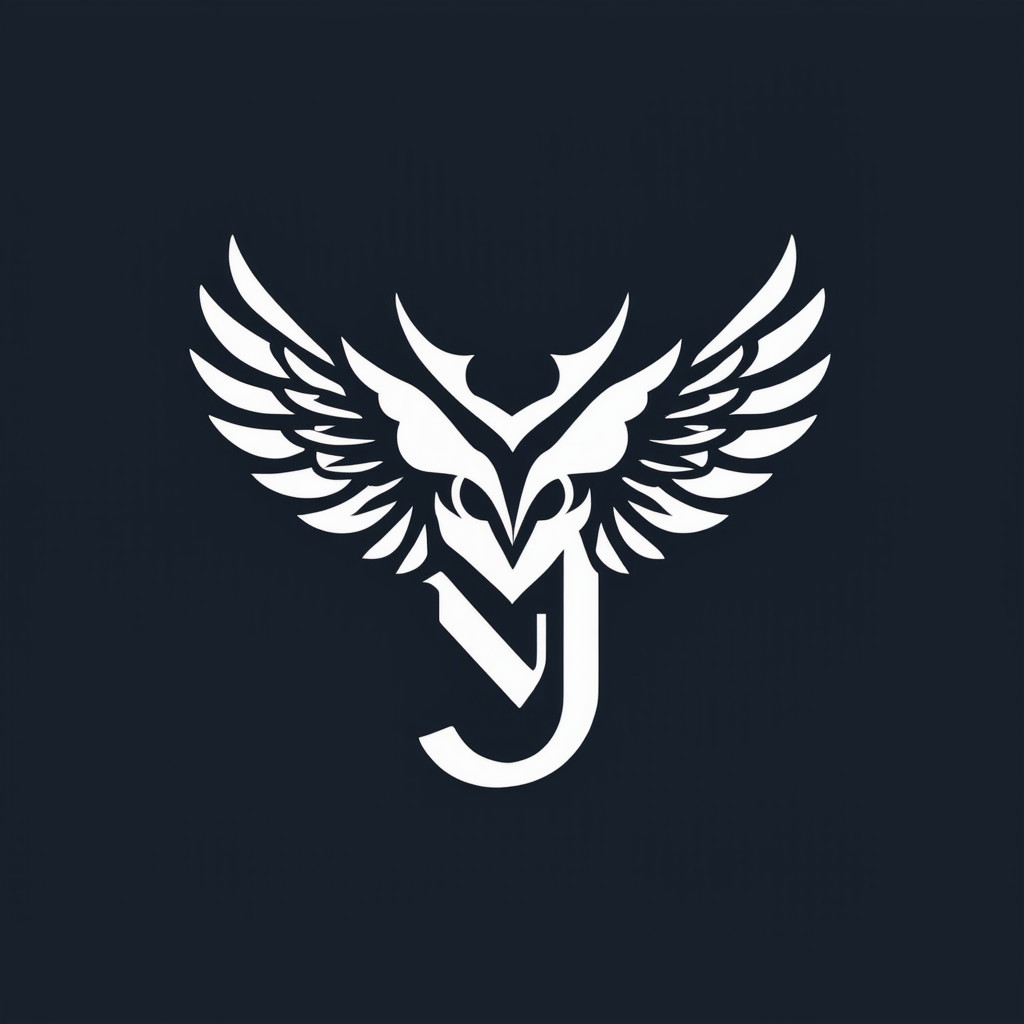AI Design for "J" letter with the shape of an owl's wing