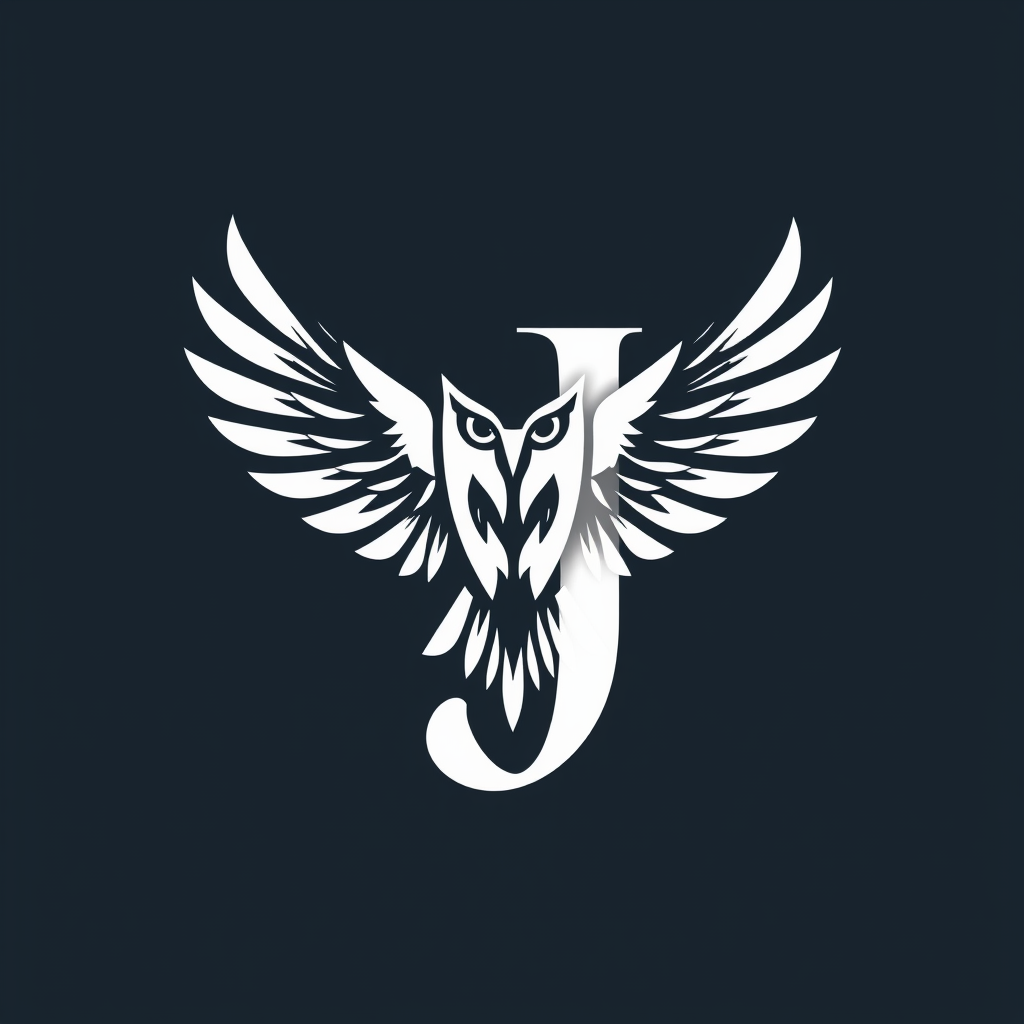 AI Design for "J" letter with the shape of an owl's wing