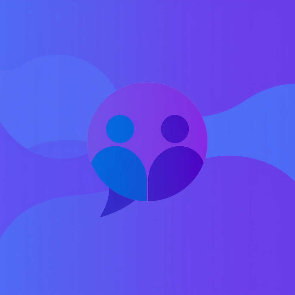AI Design for A logo for a company that wants to create an online space for open free and authentic discussions about sexuality from a Christian perspective. Base the logo around a speech bubble. and use blues and deep purples in the colors.