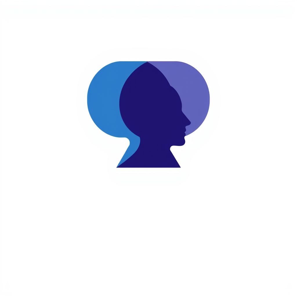 AI Design for A logo for a company that wants to create an online space for open free and authentic discussions about sexuality from a Christian perspective. Base the logo around a speech bubble. and use blues and deep purples in the colors.
