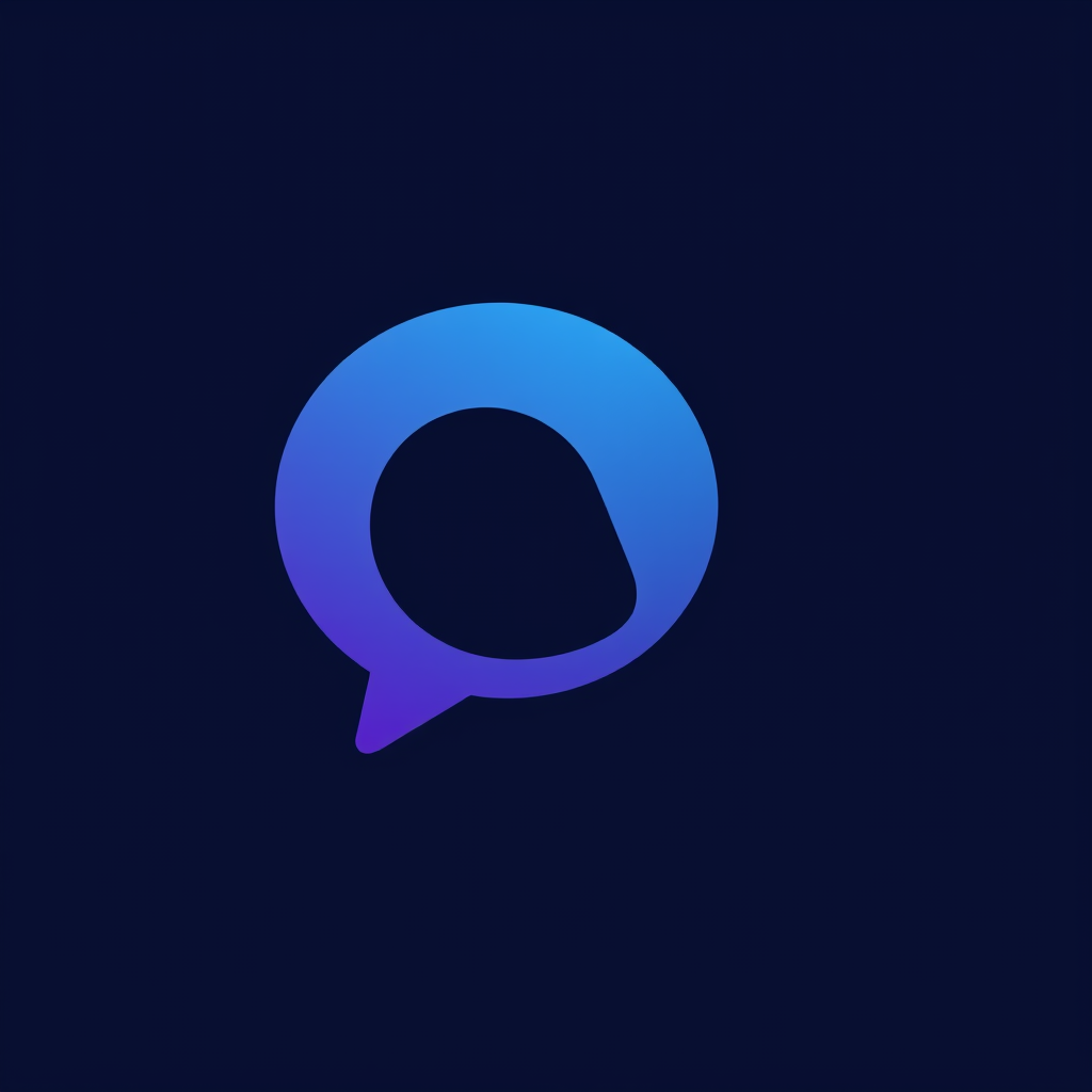 AI Design for A logo for a company that wants to create an online space for open free and authentic discussions about sexuality from a Christian perspective. Base the logo around a speech bubble. and use blues and deep purples in the colors.