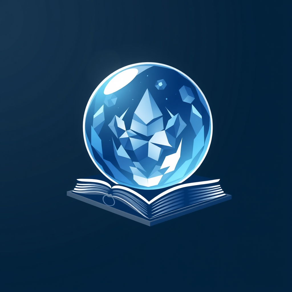 AI Design for Create a logo that contains crystal ball and book