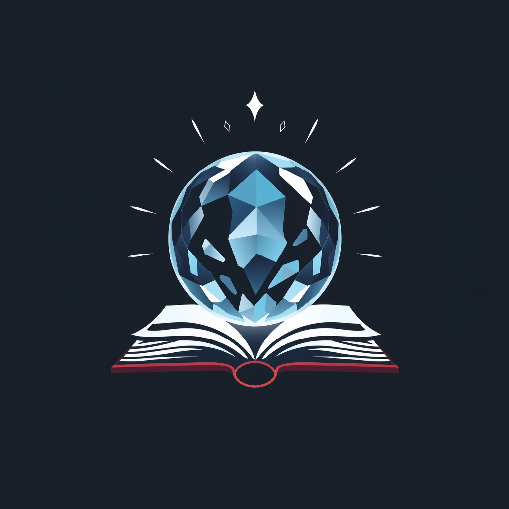 AI Design for Create a logo that contains crystal ball and book