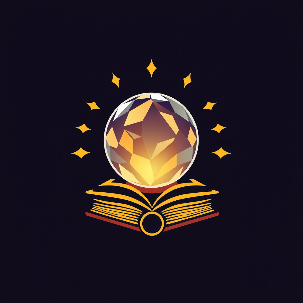 AI Design for Create a logo that contains crystal ball and book