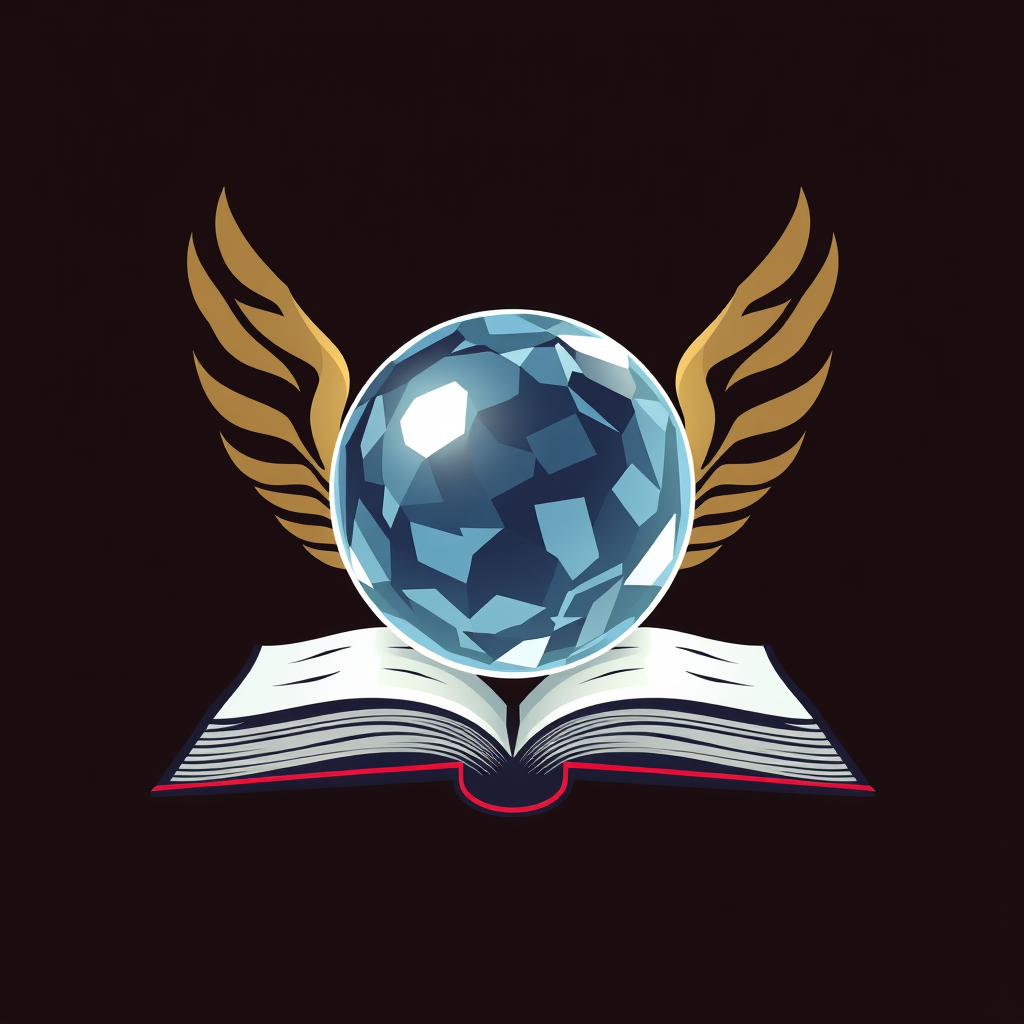 AI Design for Create a logo that contains crystal ball and book