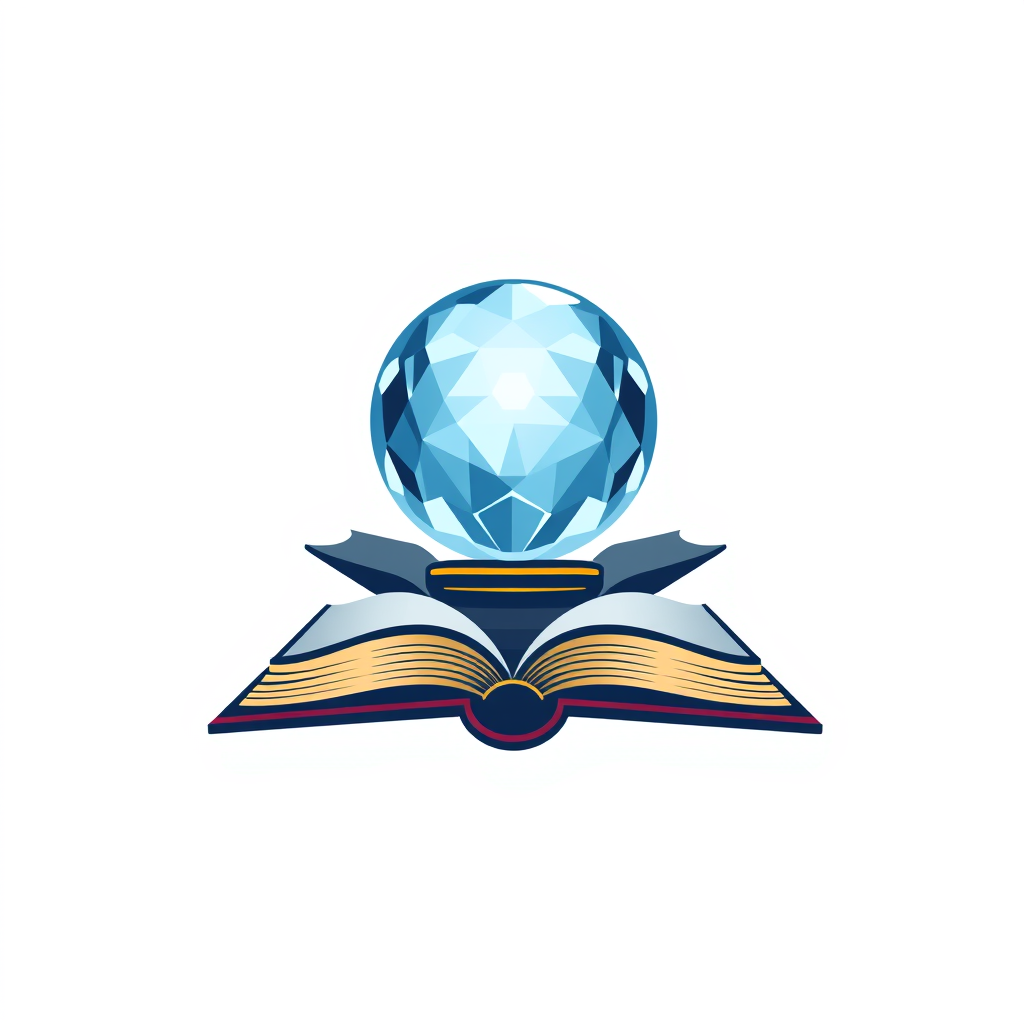 AI Design for Create a logo that contains crystal ball and book
