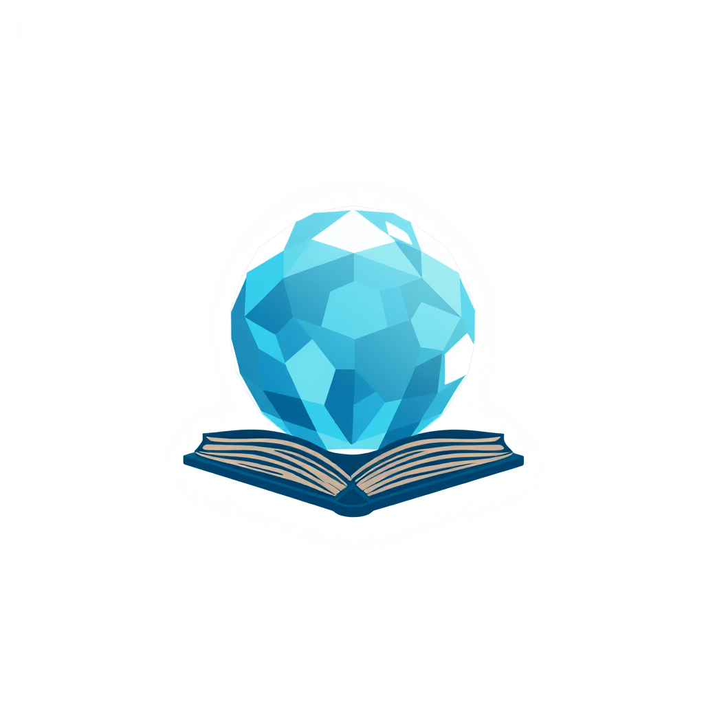 AI Design for Create a logo that contains crystal ball and book, the style should be flat