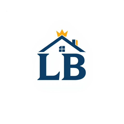 AI Design for create a construction company logo with initials LB with crown image and house building