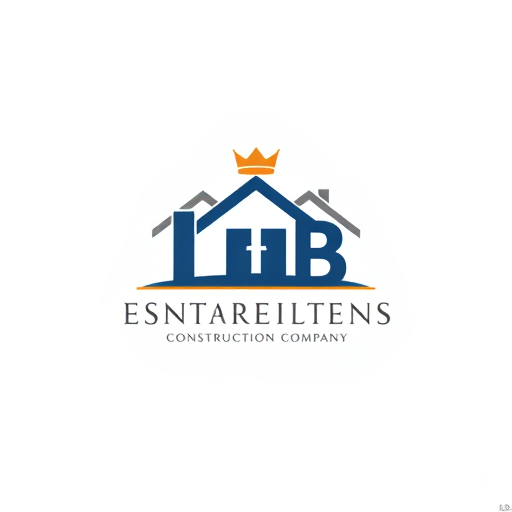 AI Design for create a construction company logo with initials LB with crown image and house building