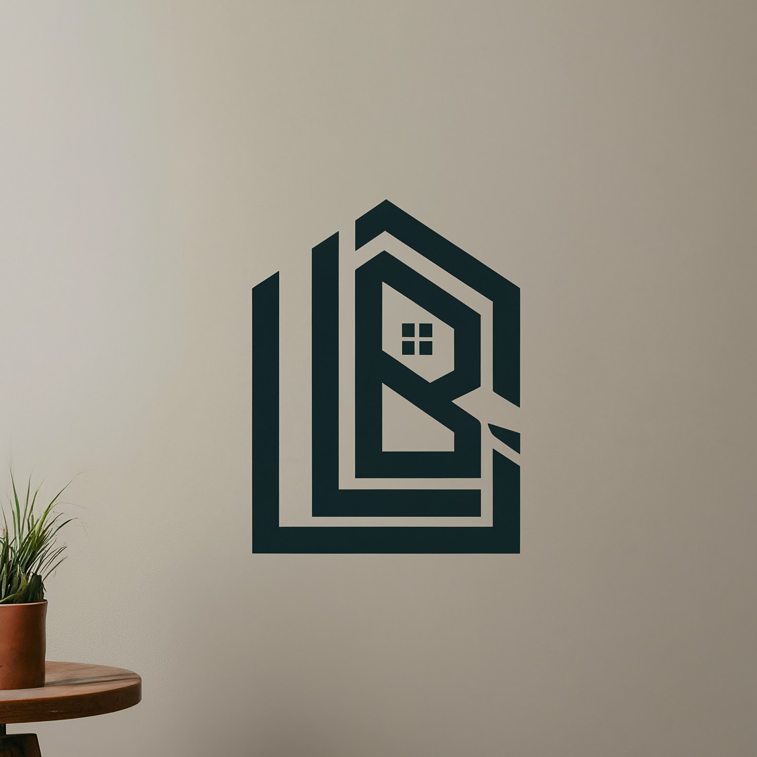 AI Design for create a construction company logo with initials LB with crown image and house building