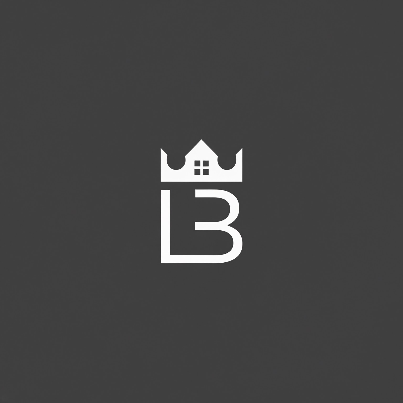 AI Design for create a construction company logo with initials LB with crown image and house building