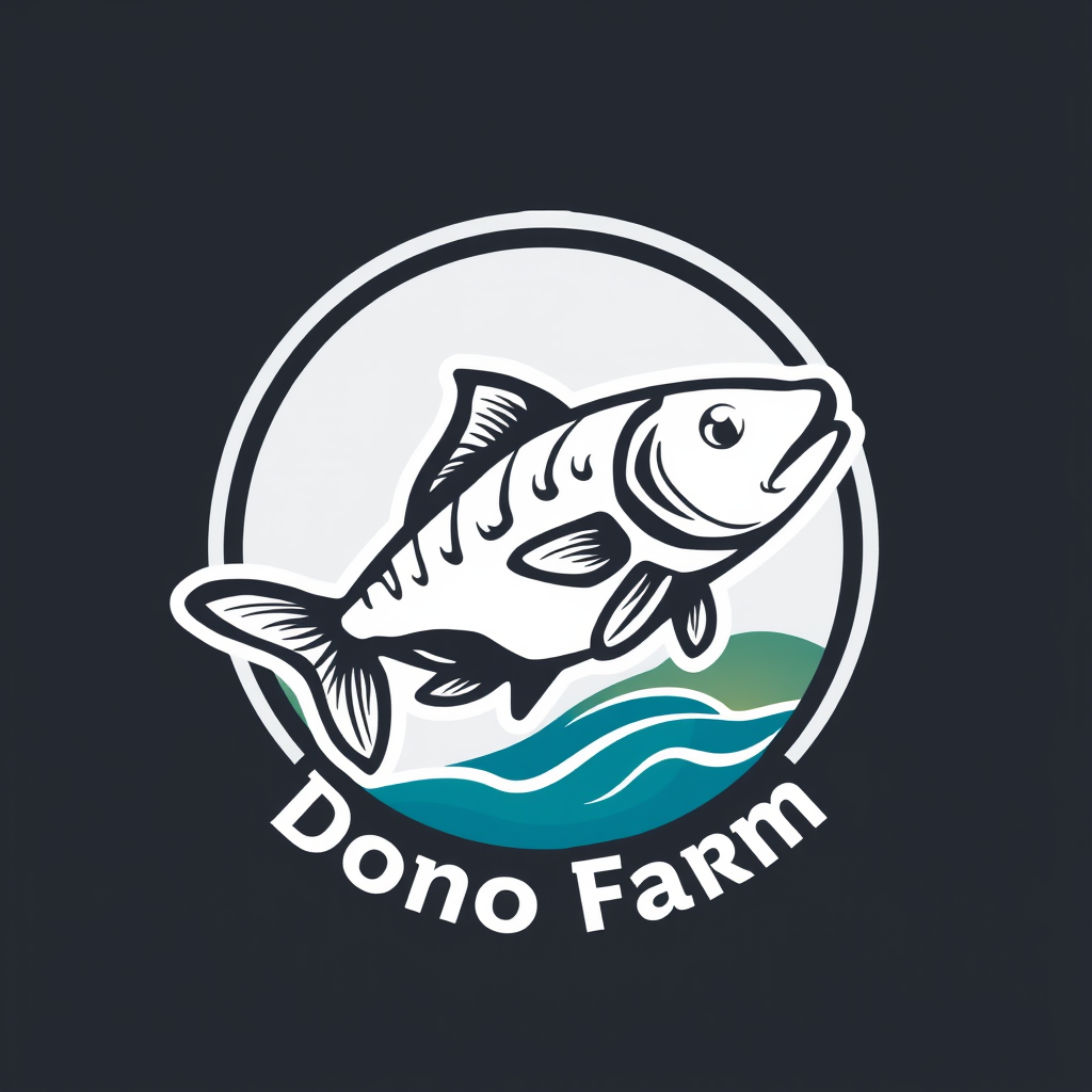 AI Design for Buatlam saya logo Dono Farm dengan ciri khas ikan lele