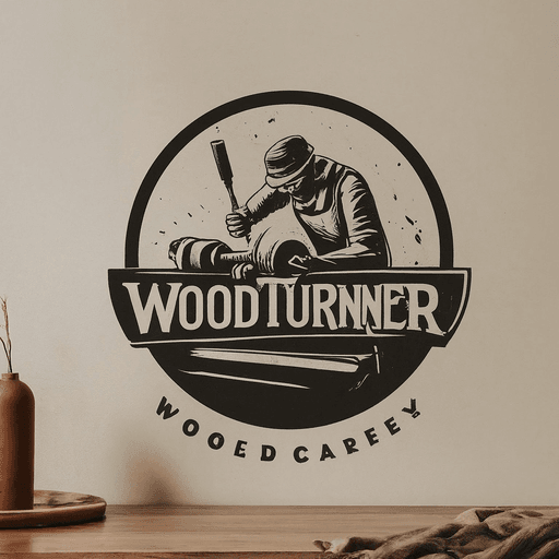 AI Design for logo for a woodturner with a lathe and chissel