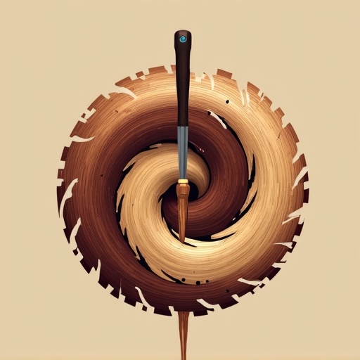 AI Design for I need a logo illustrating a piece of turning wood and a chisel taking carving from the spinning wood. The initials HLE has to be a part of the design