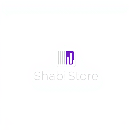 AI Design for "Create a modern and unique logo for a store named 'Shabi Store.' The logo should creatively represent the concept of shopping using innovative elements such as a barcode, a price tag, or a cartwheel icon, symbolizing modern commerce and retail. Use white as the primary color for a clean and minimalist look, with subtle purple accents to add a touch of vibrancy and appeal. The text 'Shabi Store' should feature a stylish, sans-serif font that complements the icon. Ensure the design is professional, visually striking, and versatile enough for use on digital platforms, packaging, and signage."