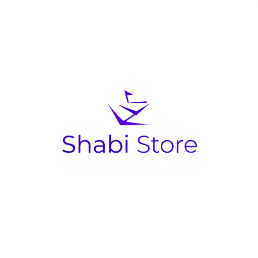 AI Design for "Design an elegant and unique logo for a store named 'Shabi Store.' The logo should creatively combine shopping-related elements, such as a shopping bag or cart, with abstract, geometric shapes to give it a modern and innovative feel. Use white as the dominant color to convey simplicity and sophistication, contrasted subtly with purple highlights for vibrancy. Incorporate a sleek, custom typeface for the text 'Shabi Store,' blending seamlessly with the icon to create a cohesive design. The overall style should exude professionalism, innovation, and trust, while being versatile enough for use in digital, print, and signage applications."