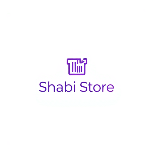 AI Design for "Create a modern and unique logo for a store named 'Shabi Store.' The logo should creatively represent the concept of shopping using innovative elements such as a barcode, a price tag, or a cartwheel icon, symbolizing modern commerce and retail. Use white as the primary color for a clean and minimalist look, with subtle purple accents to add a touch of vibrancy and appeal. The text 'Shabi Store' should feature a stylish, sans-serif font that complements the icon. Ensure the design is professional, visually striking, and versatile enough for use on digital platforms, packaging, and signage."