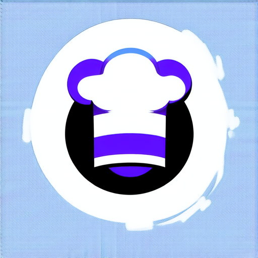AI Design for chef hat purple accent blue no background