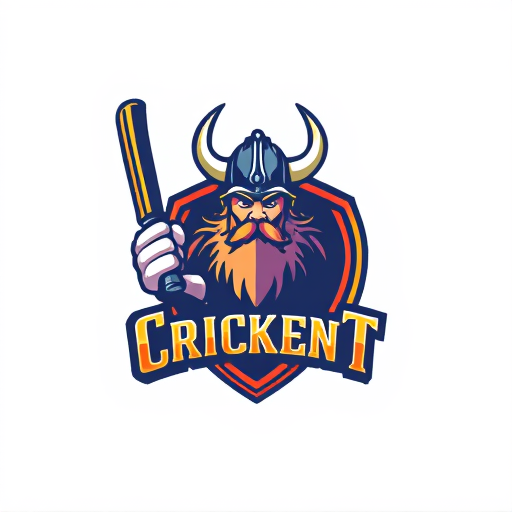 AI Design for An animated cricket logo where have a viking