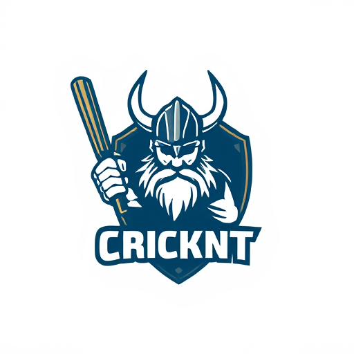 AI Design for An animated cricket logo where have a viking