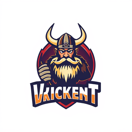 AI Design for An animated cricket logo where have a viking