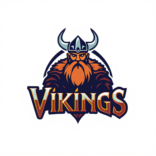 AI Design for An animated logo where is a viking and the name logo is Vikings