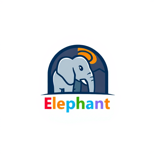 AI Design for colorful logo for hiding elephant. wordmark