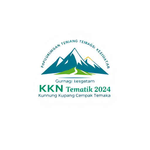 Professional logo design. buatkan logo berbentuk bulat yang memuat tulisan : KKN Tematik 2024 Kelompok 1 RT.01 Gunung Kupang Cempaka Temanya adalah pegunungan, rumah warga, dan juga peran tenaga kesehatan. buatkan logo digital modern, kekinian, yang mengandung simbol kesehatan. buatlah dengan kreatif dengan paduan warna yang cocok dan desain yang elegan