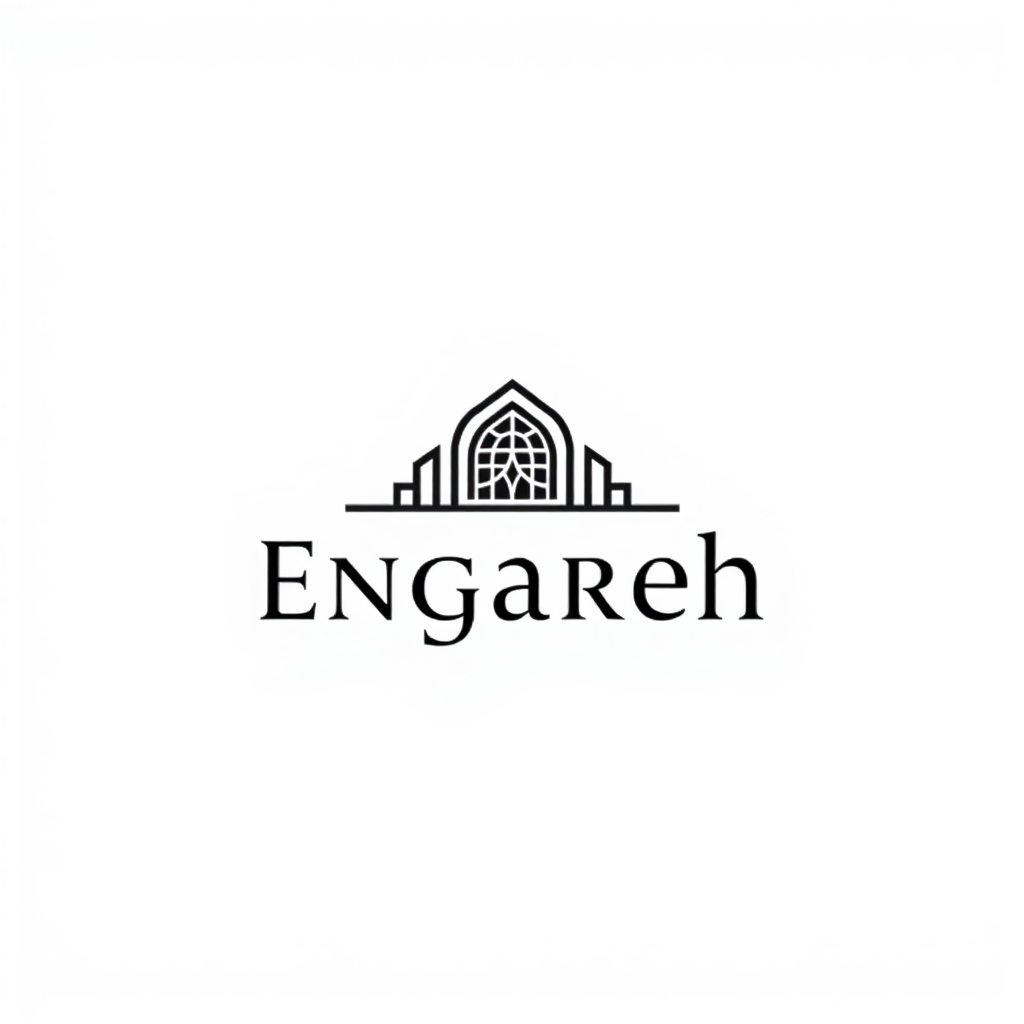 AI Design for create a logo for an architecture compnay, that represent iranian culture and art in this field. the name of office is "Engareh". i want the logo to connect the meaning of the name and the name and the iranian culture and art and architeture. i want the logo to be minimal and monochrome. it must be memoriabel, simple to read and easy to recgnize. and i want it to be eyecatching.