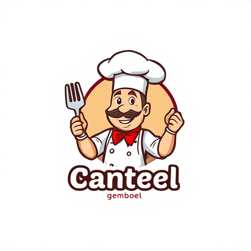 AI Design for change to chef became like cartoon with commercial acting and the name of logo is Canteen Gemboel