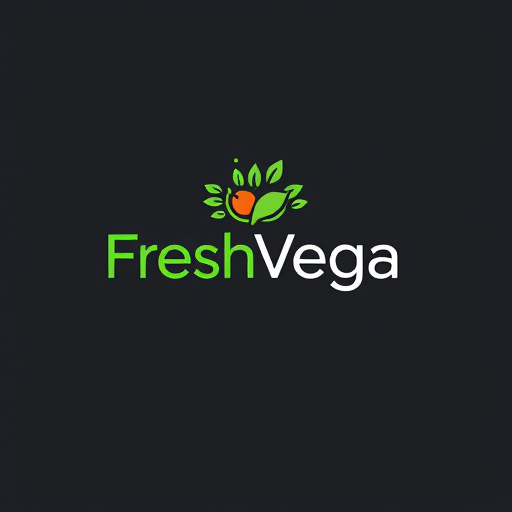 AI Design for Combine a sleek wordmark for "FreshVega" with an icon that represents health, like a bowl of mixed superfoods or a vibrant juice swirl.