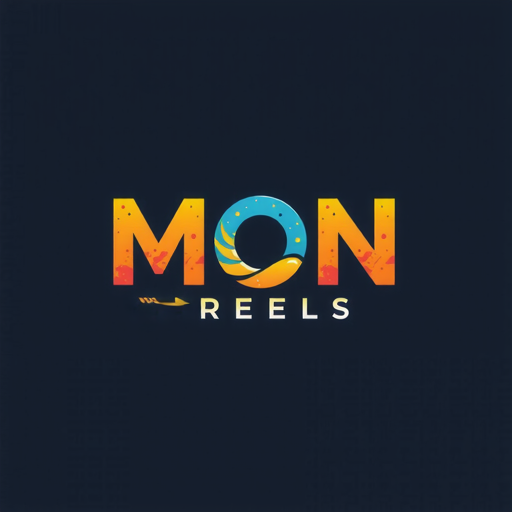 AI Design for The "MON" could be in a bold, colorful font, "D" could be a smaller accent, and "REELS" could be in a thinner, playful font with a gradient or textured effect.