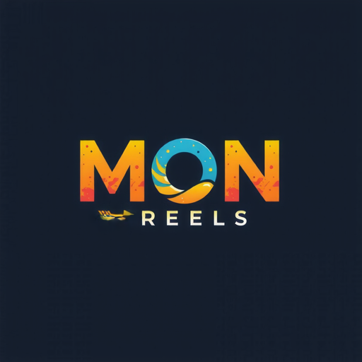 AI Design for The "MON" could be in a bold, colorful font, "D" could be a smaller accent, and "REELS" could be in a thinner, playful font with a gradient or textured effect.