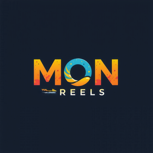 AI Design for The "MON" could be in a bold, colorful font, "D" could be a smaller accent, and "REELS" could be in a thinner, playful font with a gradient or textured effect.