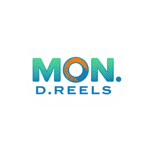 AI Design for Focus on the typography of "MON D. REELS" with a unique arrangement, color, and texture.The "MON" could be in a bold, colorful font, "D" could be a smaller accent, and "REELS" could be in a thinner, playful font with a gradient or textured effect.