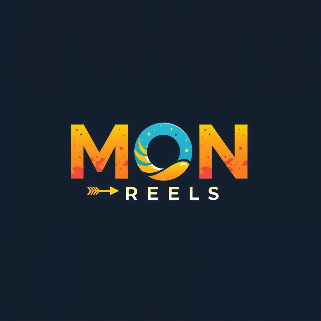 AI Design for The "MON" could be in a bold, colorful font, "D" could be a smaller accent, and "REELS" could be in a thinner, playful font with a gradient or textured effect.