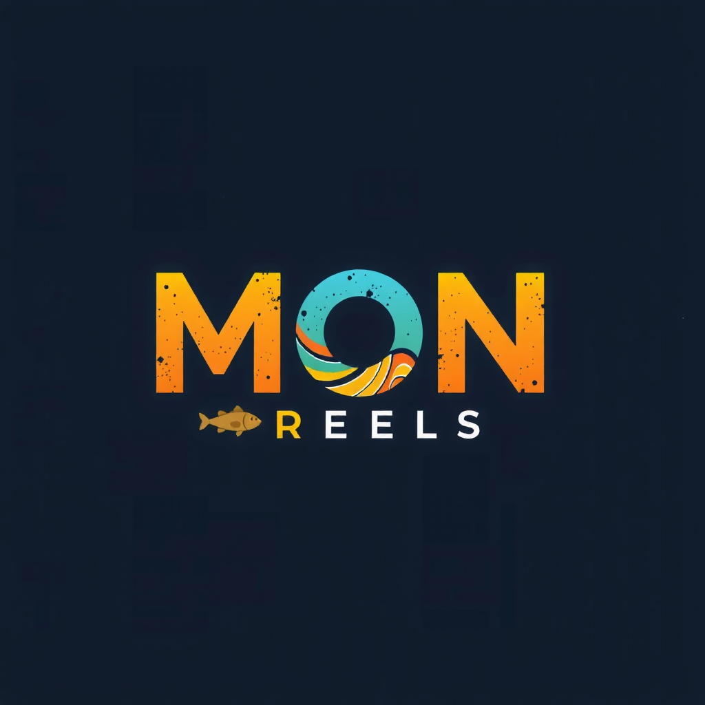 AI Design for The "MON" could be in a bold, colorful font, "D" could be a smaller accent, and "REELS" could be in a thinner, playful font with a gradient or textured effect.
