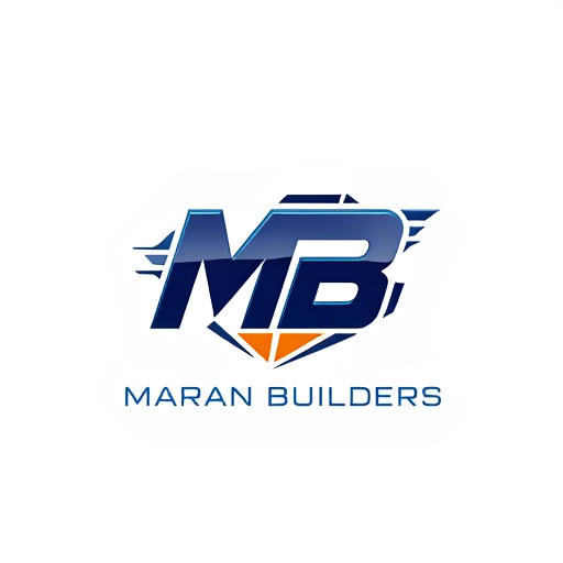 AI Design for "Create a dynamic and modern monogram logo for 'MB' with sharp angles, futuristic typography, and motion-inspired elements. Add 'Maran Builders' in clean, sans-serif lettering below the monogram. Use a contemporary color scheme with gradients or metallic finishes for a cutting-edge appearance."