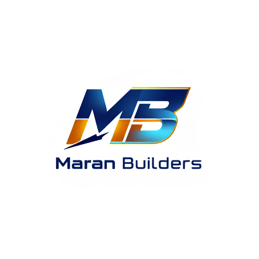 AI Design for "Create a dynamic and modern monogram logo for 'MB' with sharp angles, futuristic typography, and motion-inspired elements. Add 'Maran Builders' in clean, sans-serif lettering below the monogram. Use a contemporary color scheme with gradients or metallic finishes for a cutting-edge appearance."