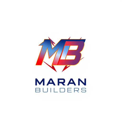 AI Design for "Create a dynamic and modern monogram logo for 'MB' with sharp angles, futuristic typography, and motion-inspired elements. Add 'Maran Builders' in clean, sans-serif lettering below the monogram. Use a contemporary color scheme with gradients or metallic finishes for a cutting-edge appearance."