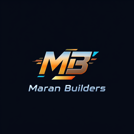 AI Design for "Create a dynamic and modern monogram logo for 'MB' with sharp angles, futuristic typography, and motion-inspired elements. Add 'Maran Builders' in clean, sans-serif lettering below the monogram. Use a contemporary color scheme with gradients or metallic finishes for a cutting-edge appearance."