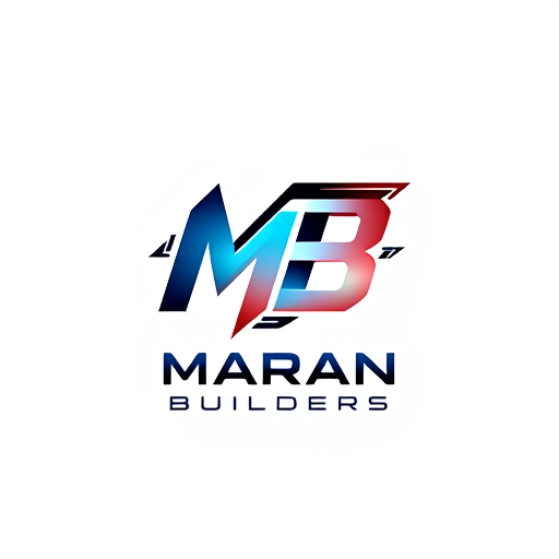 AI Design for "Create a dynamic and modern monogram logo for 'MB' with sharp angles, futuristic typography, and motion-inspired elements. Add 'Maran Builders' in clean, sans-serif lettering below the monogram. Use a contemporary color scheme with gradients or metallic finishes for a cutting-edge appearance."